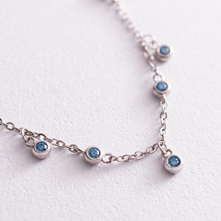 Срібне кольє з блакитними фіанітами 181156 від ювелірного магазину Онікс - 2