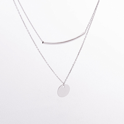 Подвійне срібне кольє "Монетка" 908-01104