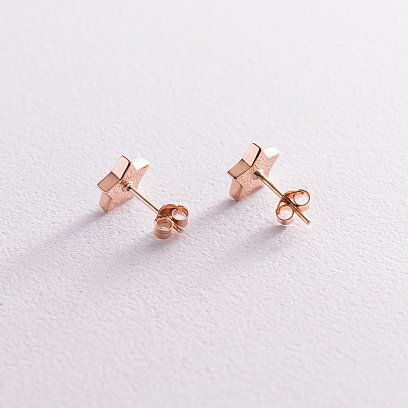 Золоті сережки - пусети "Зірочки" з емаллю с07587 №3