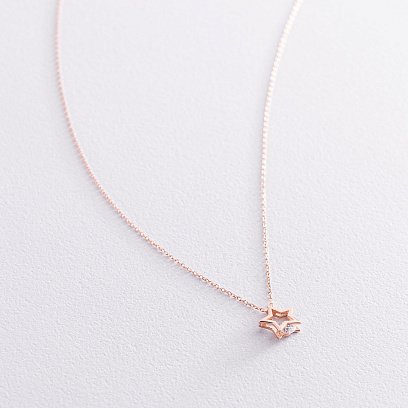 Золоте кольє "Зірочка" з фіанітом кол01900 №7