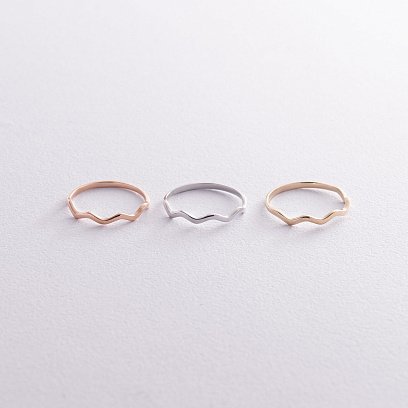 Каблучка "Хвиля" в жовтому золоті к06732 №2