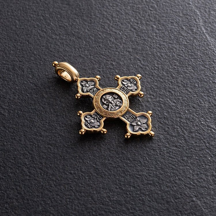 Православный крест "Господь Вседержитель. Похвала Богородице" 131641 от ювелирного магазина Оникс - 4