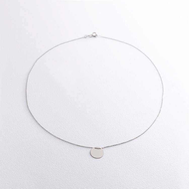 Колье "Монетка" в белом золоте (возможна гравировка) кол01742 от ювелирного магазина Оникс - 5