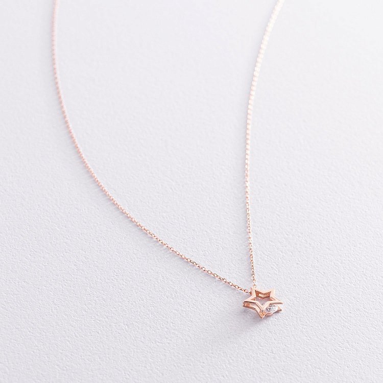 Золоте кольє "Зірочка" з фіанітом кол01900 від ювелірного магазину Онікс - 6