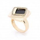Золотое кольцо с ониксом и фианитами к02126 от ювелирного магазина Оникс - 2
