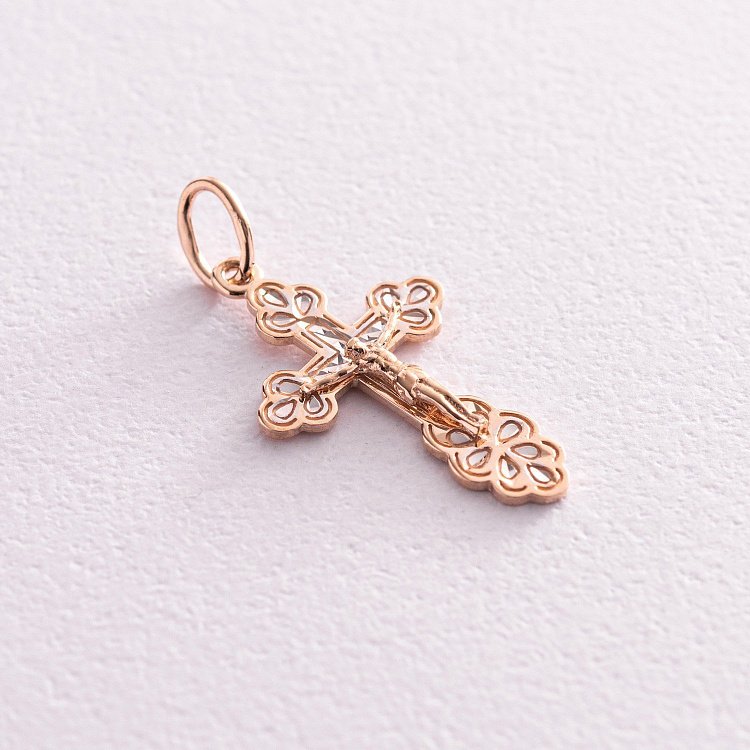 Золотий хрестик "Розп'яття. Спаси та Збережи" п03630 від ювелірного магазину Онікс