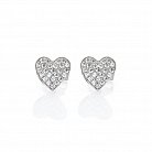 Срібні сережки-пусети "Сердечка" з фіанітами 122049 от ювелирного магазина Оникс - 3