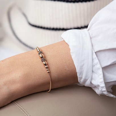 Золотой браслет "Шарики" (черные фианиты) б04944 №7