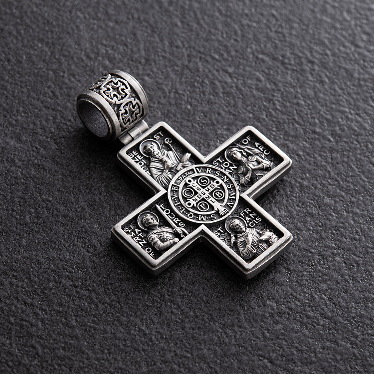 Срібний хрест "Ісус Христос із зображенням святих" 7608 від ювелірного магазину Онікс - 3