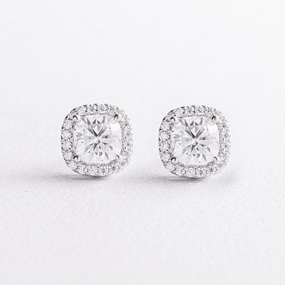 Серебряные серьги - пусеты (муассанит) 123566