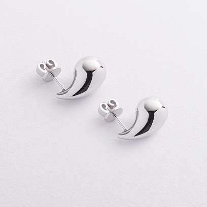 Серьги-пусеты "Megan" в белом золоте с09506 №2