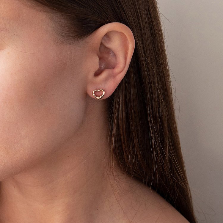 Золоті сережки - пусети "Сердечка" с07542 від ювелірного магазину Онікс - 2