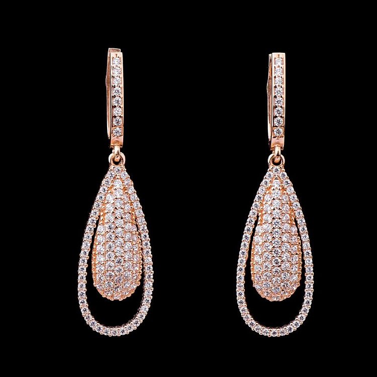 Серьги "Капельки" с фианитами с01465 от ювелирного магазина Оникс