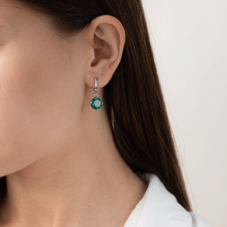 Золоті сережки "Захоплення" з синтетичним кварцом с05293 від ювелірного магазину Онікс - 5