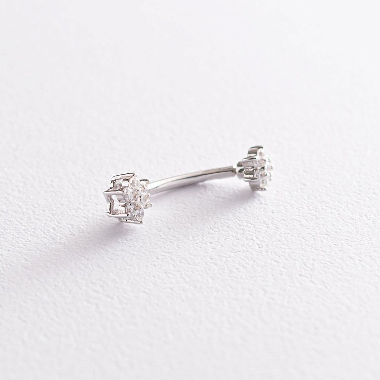 Серебряный пирсинг в пупок "Цветочки" 26010 от ювелирного магазина Оникс