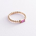 Золотое кольцо "Аннабель" с розовым фианитом к07181 от ювелирного магазина Оникс - 4