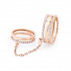 Золотое кольцо на две фаланги с фианитами к05460 от ювелирного магазина Оникс