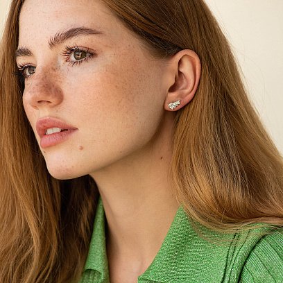 Золоті сережки - пусети з діамантами сб0501nl №2