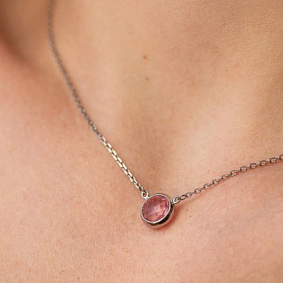 Срібне кольє з синтетичним кварцом 18858 №4