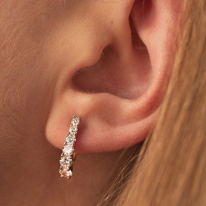Золотые серьги с фианитами с08909 №3
