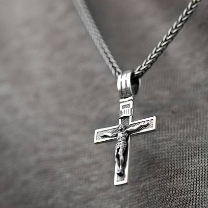 Срібний хрест "Розп'яття. Спаси і Збережи" 1173 №5