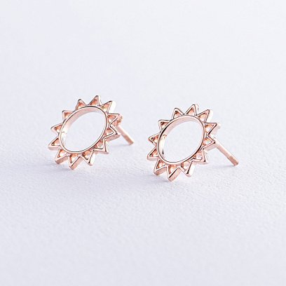 Золоті сережки - пусети "Сонце" с07904 №3