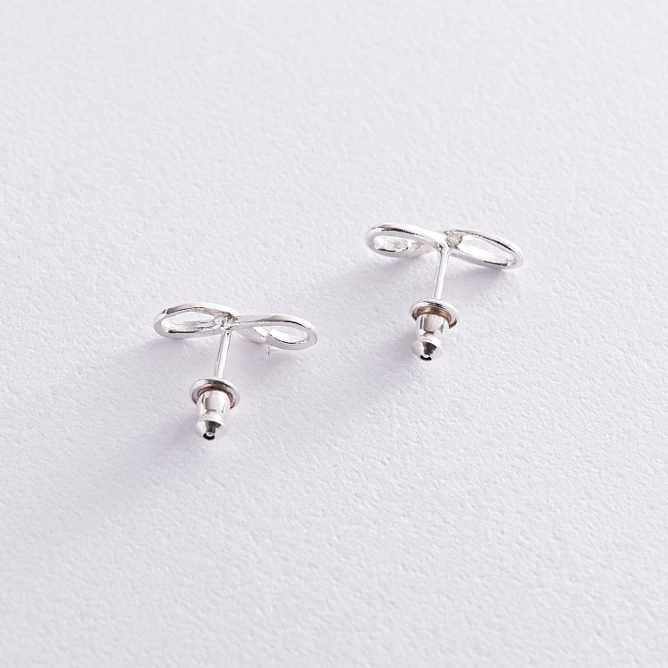 Серебряные серьги - пусеты "Бесконечность" 122869 от ювелирного магазина Оникс - 3