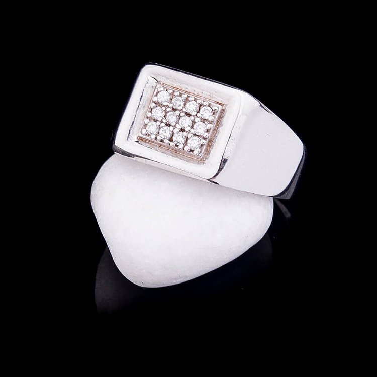 Срібна печатка з фіанітами 11844 від ювелірного магазину Онікс - 4