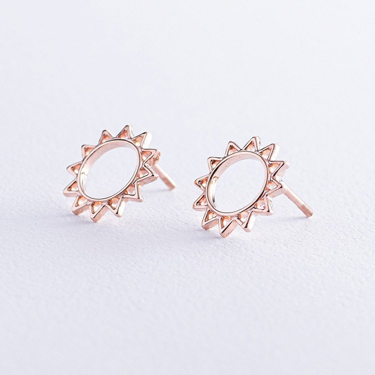 Золоті сережки - пусети "Сонце" с07904 від ювелірного магазину Онікс - 2