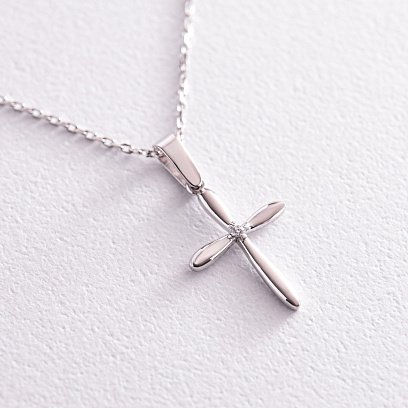 Золоте кольє "Хрестик" з фіанітом кол02191 №3