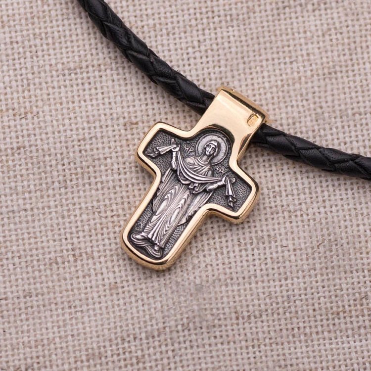 Серебряный крест (чернение, позолота) 132439 от ювелирного магазина Оникс - 6