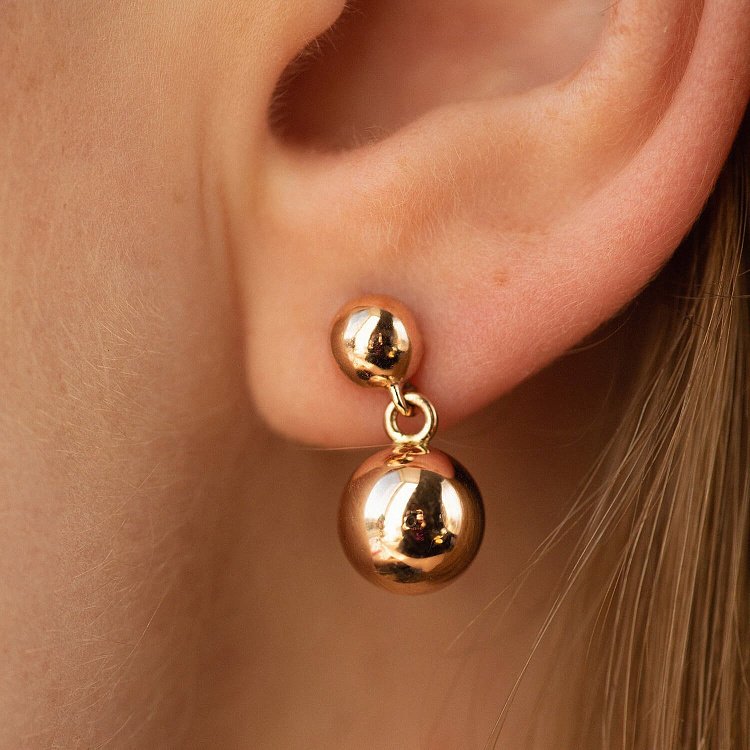 Сережки - пусети "Margo" з кульками (червоне золото) с08239 від ювелірного магазину Онікс - 4