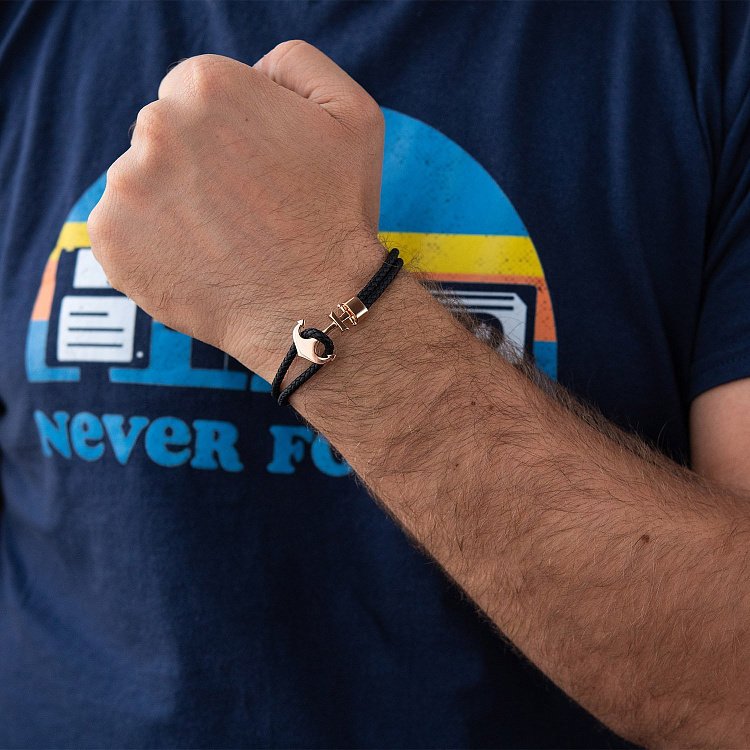 Каучуковый браслет "Якорь" с золотой вставкой б02765 от ювелирного магазина Оникс - 5