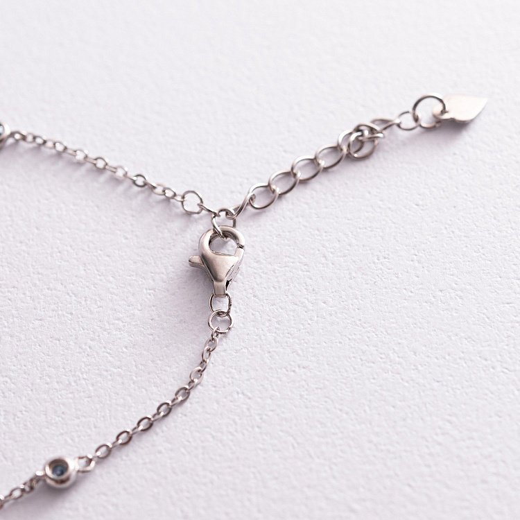 Серебряное колье с голубыми фианитами 181156 от ювелирного магазина Оникс - 4