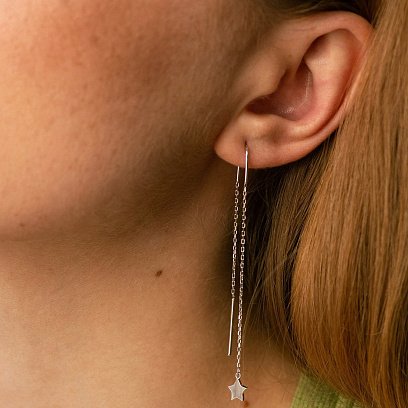 Серьги - протяжки "Звездочки" в белом золоте с05283 №2
