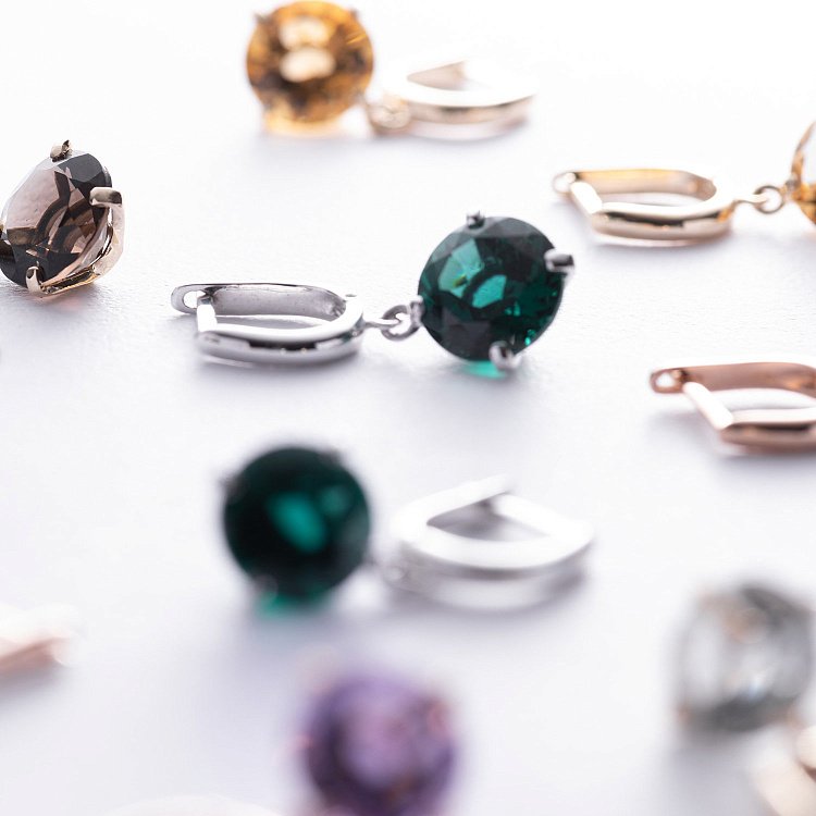 Золоті сережки "Захоплення" (синт. турмалін) с08484 від ювелірного магазину Онікс - 1