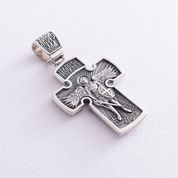 Серебряный крест ''Распятие. Архангел Михаил.'' 132514 от ювелирного магазина Оникс - 7