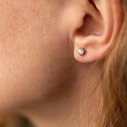 Золотые серьги - пусеты с бриллиантами сб0397 №6