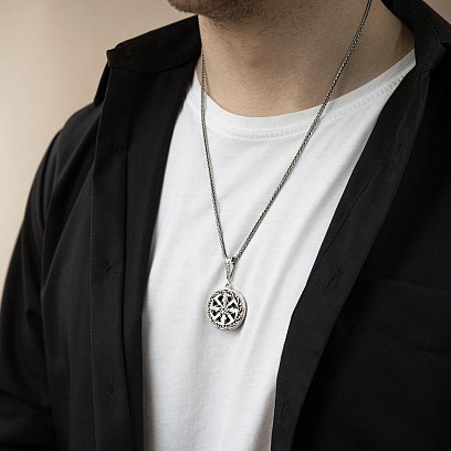 Серебряный кулон "Оберег Коловрат со Звездой Руси" 169 №2