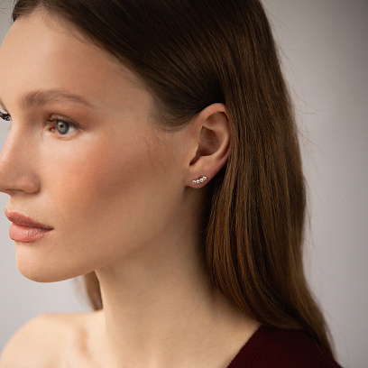 Золотые серьги - пусеты с бриллиантами сб0603м №2