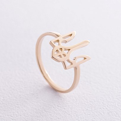 Каблучка "Герб України - Тризуб" у жовтому золоті к07331 №3