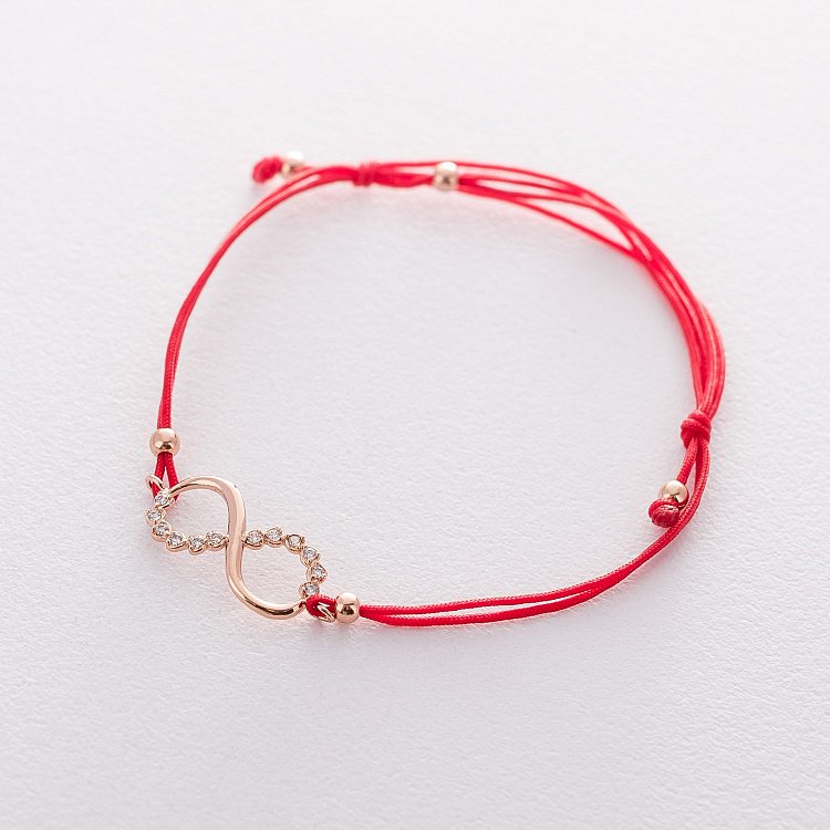 Браслет з червоною ниткою "Нескінченність" б02864 від ювелірного магазину Онікс