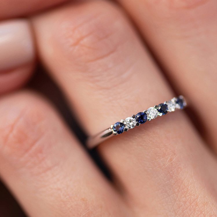 Золотое кольцо с бриллиантами и сапфирами кб0494cha от ювелирного магазина Оникс - 4