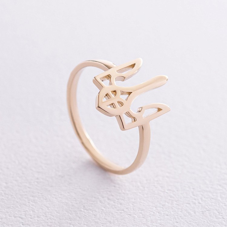 Каблучка "Герб України - Тризуб" у жовтому золоті к07331 від ювелірного магазину Онікс - 7