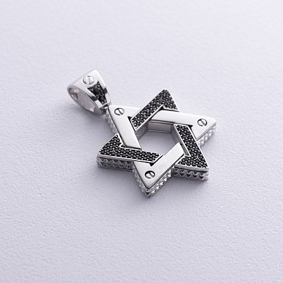 Кулон "Зірка Давида. Символ CHAI" у сріблі (фіаніти) 1118с №6