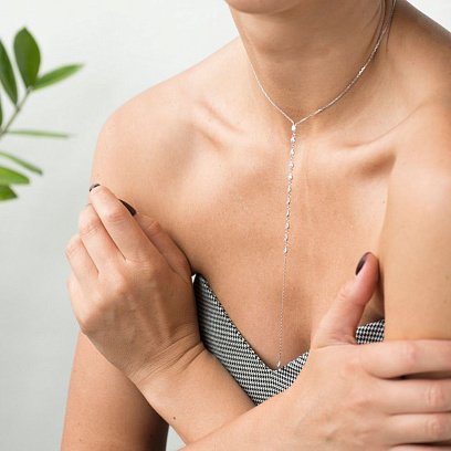 Срібне кольє з фіанітами 18656 №17