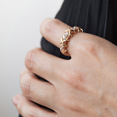 Каблучка "Rosie" з фіанітами (червоне золото) к08332 №4