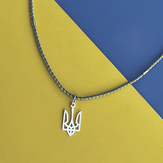 Серебряное колье "Герб Украины - Тризуб на шнурке" 990 №2