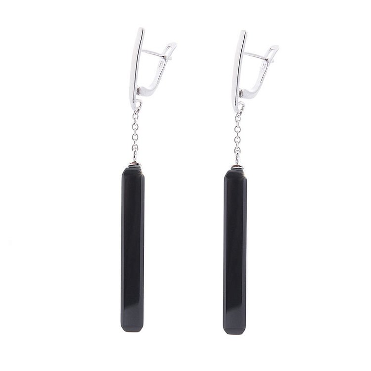 Срібні сережки з оніксом 122276 від ювелірного магазину Онікс - 1