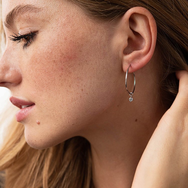 Срібні сережки - кільця "Асиметрія" 4853 від ювелірного магазину Онікс - 5